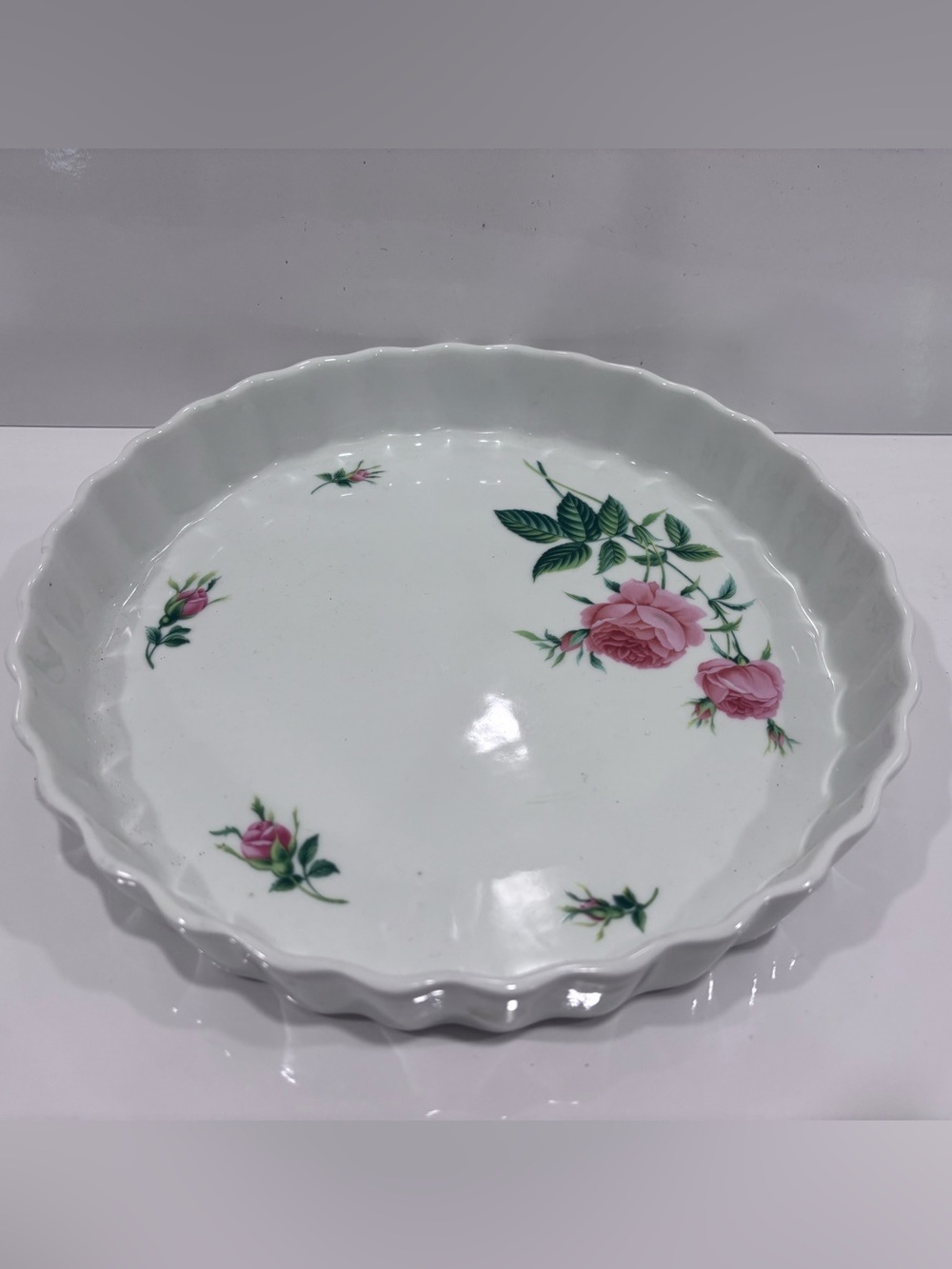 Christineholm Porcelain Rose Pattern Bakeware Quiche Baking Dish